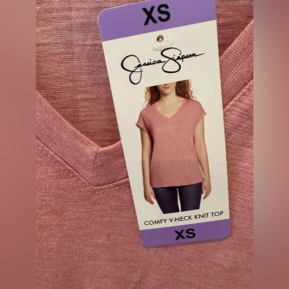 NWT JESSICA Simpson comfy crew v-neck top - Picture 1 of 4